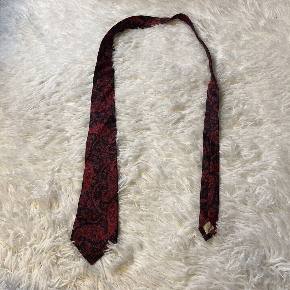 Fumagalli Milan Mens Red RARE Silk Vintage Made in Spain Argyle tie